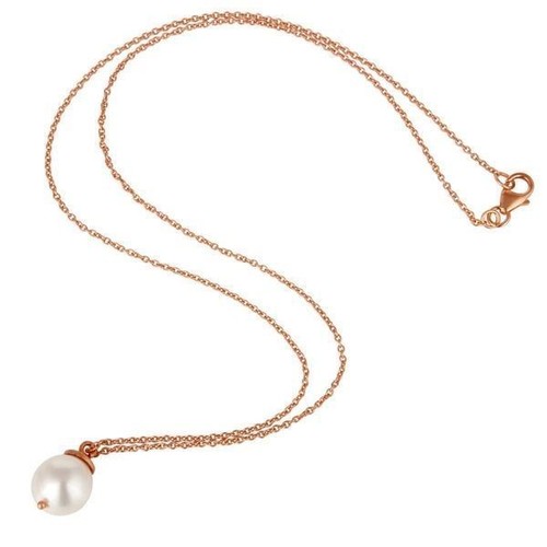 18K Rose Gold Plated Sterling Silver White Pearl Chain Pendant Necklace Jewelry - Picture 3 of 3