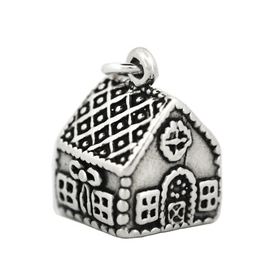 Christmas Gingerbread House 3D 925 Sterling Silver Charm Pendant MADE IN USA
