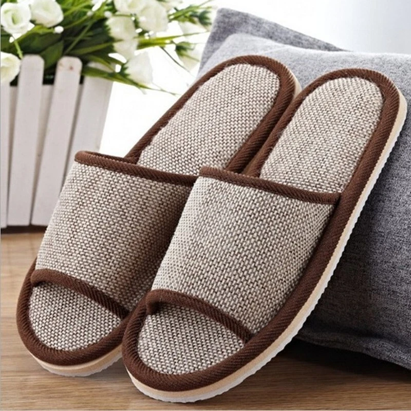 Cozy Linen Unisex Slippers for Home and Hotel Use Anti Slip Simple