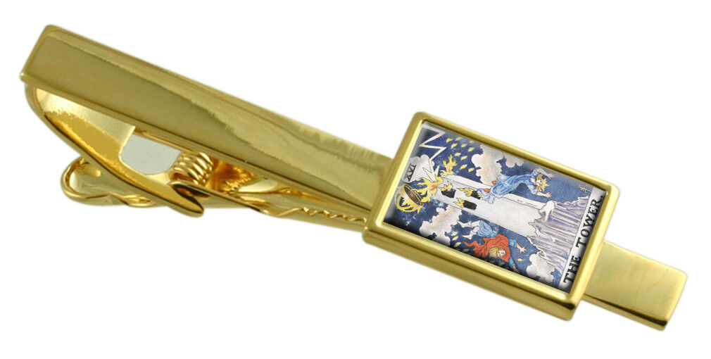 Tarot Tower Card Goldton Tie Clip Wybierz torbę na prezent Klasyczny popularny