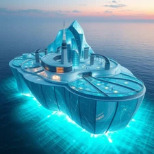 Digital picture Modern city skyline at the ice burg island printable file