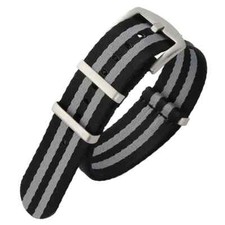 Premium Dense Twill NATO Black Grey Watch Strap For OMEGA SEAMASTER 20mm