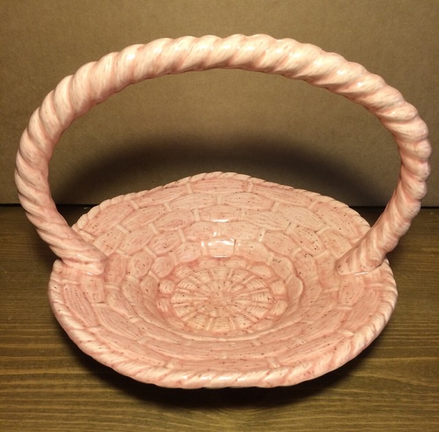 Vintage Ceramic Easter Basket Pink Basket Is Approximately 10.5” In