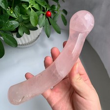 330g Natural Rose Quartz Yoni Wand Massage Curved Crystal Specimen Collection