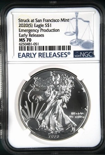 2020(S) American Silver Eagle $1 NGC MS 70 Early Releases Emergency Production