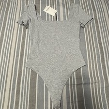 Aritzia Contour Tank Bodysuit Square Neck Gray Size Small Thong NWT