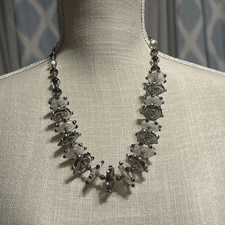 Lampwork Glass Bead Necklace Black White Swir...