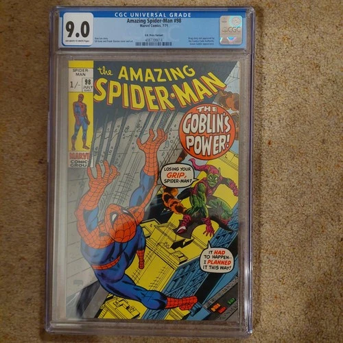 Amazing Spider-Man 98 - 1971 - Drugs story - CGC 9.0 REDUCED PRICE