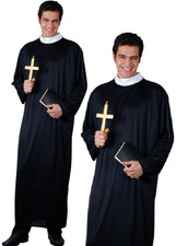 Mens Priest Costume Adults Father Religious Fancy Dress Comedy Stag Cross