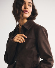 Abercrombie Slim Zip Vegan Suede Jacket / dark coffee SALE!! - product listing photo