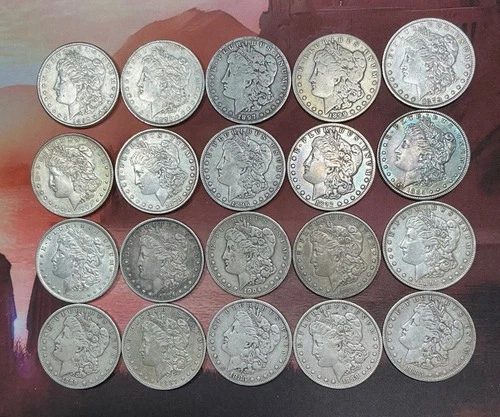 MORGAN DOLLAR LOT ROLL 20 COINS ALL VF-AU NICE ORIGINAL COINS 1878-1904 P S O