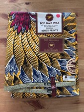 TJW Top Java Wax Blockprint Wax Fabric 6 Yds Java Block Print Blue Red Yellow