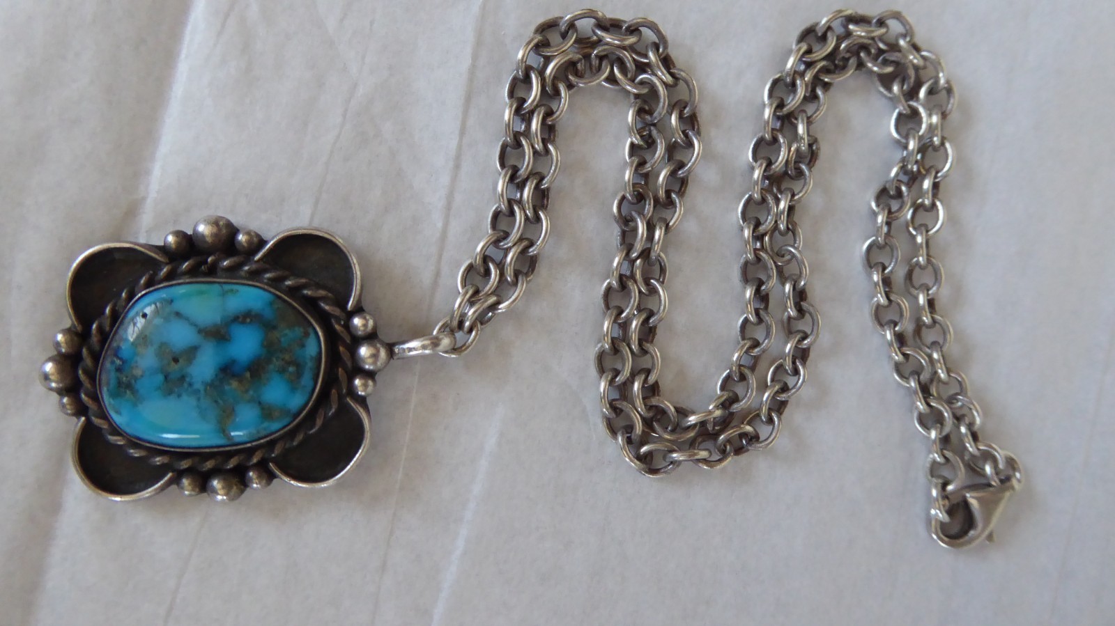 Turquoise Solid Sterling Silver Necklace Pendant … - image 11