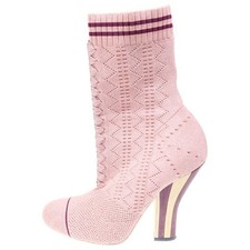 FENDI Sock Boots Shoes EU 37.0 US 7.0 Knit Pink Authentic