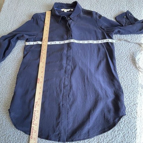 Boden Shirts womens US 6 Navy Blue 100% Silk Button up Lightweight Office Career - Picture 8 of 11