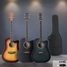 4/4 Acoustic Guitar 6 String Beginner Set Adult Full Size Cutaway Folk Guitar