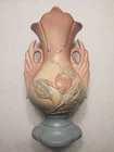 Antique 1940s Hull Art Pottery USA Pink Blue Magnolia Vase #17 12.25" CLEAN RARE