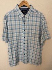 NAT NAST Retro 50's Blues  White Shadow Plaid 70 Silk Blend X-Large EUC