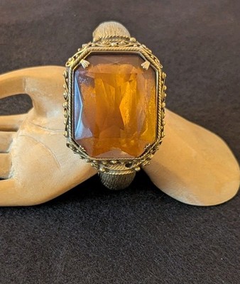  Heidi Daus Irresistible Impressions Citrine Colored Hinged Cuff Bracelet