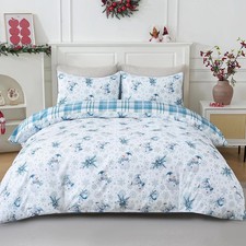 Christmas Duvet Cover Set Queen Size Snowman Snowflakes Comforter Cover 3 Piece