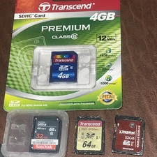 4pcs 4gb Transcend SDHC DIGITAL MEMORY CARD  NIKON CANON Cameras new and used