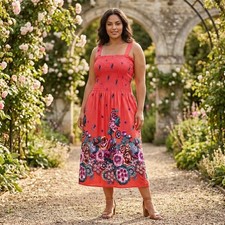 Plus Size Women's Sundress Floral Print Smock 1X 2X 3X 4X