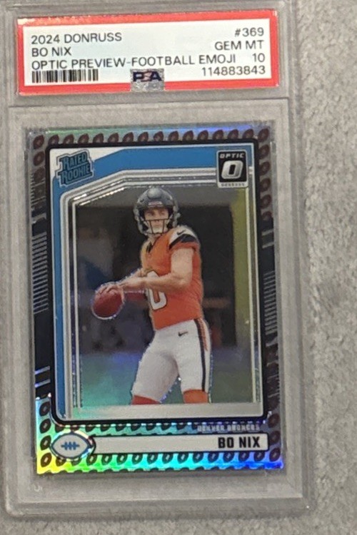 Bo Nix 2024 Panini Donruss #36 Optic Preview Football Emoji Prizm SSP (RC)