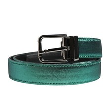 DOLCE & GABBANA Belt Men Green Lurex Polyester Metal Buckle 85cm / 34in 420usd