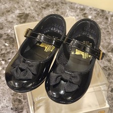 Vintage Baby Deer Infant Shoes Shiny Black Mary Jane Size 2 Style 6534 with Box