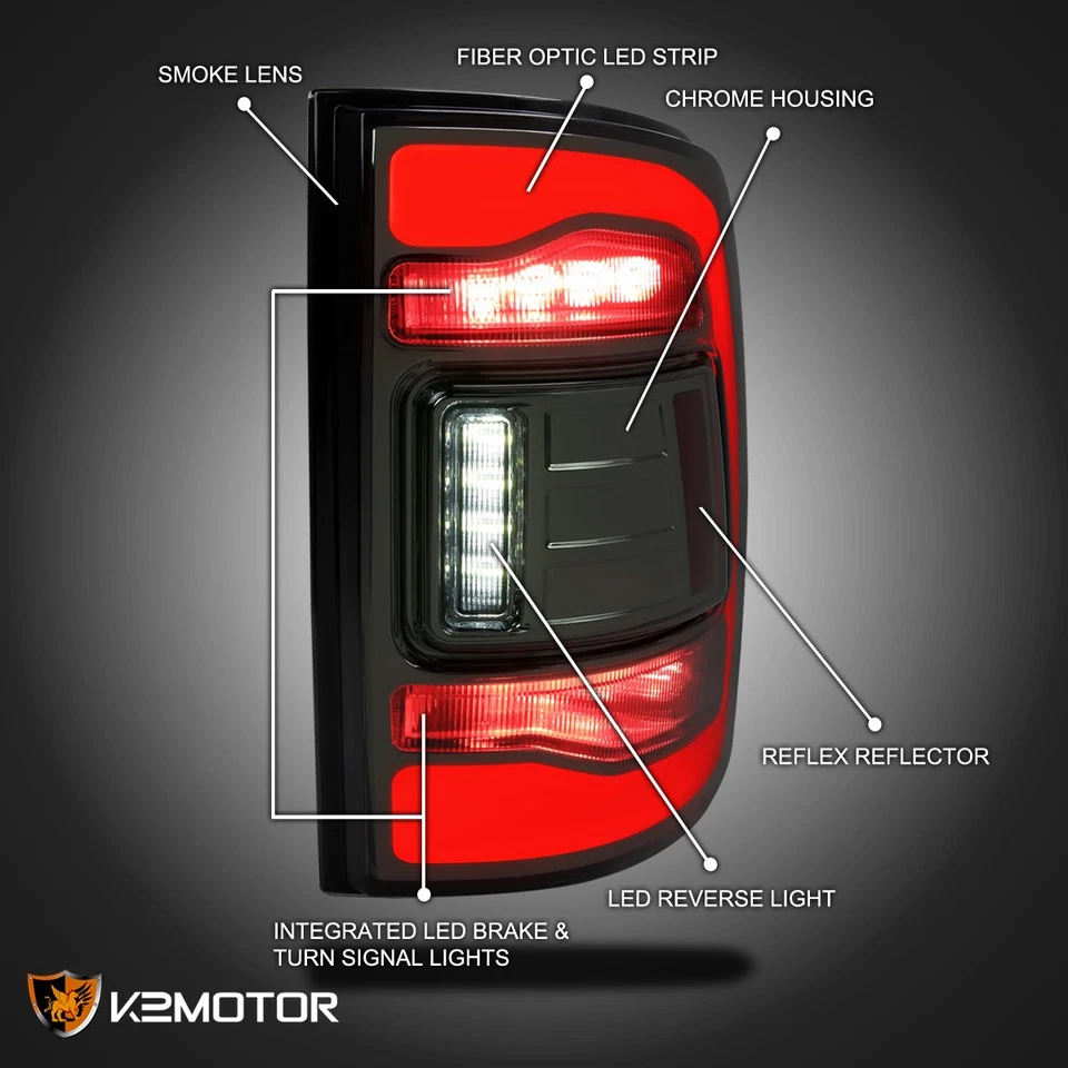 Smoke Fits 2009-2018 Dodge Ram 1500 2500 3500 LED Tail Lights Brake Lamps L+R Foto 3 de 4