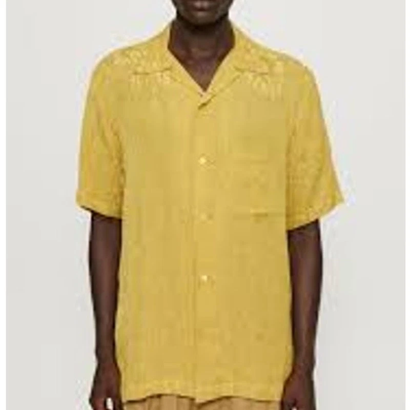 TOMMY BAHAMA Camp Shirt Silk Men L Floral Hibiscus Palm Leaves Short Sleeve