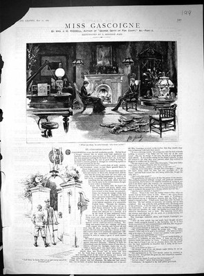 Old Print 1887 Story Illustration Miss Gascoigne Riddell Geith Fen Court 19th