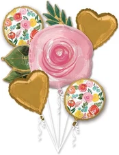 Anagram Bright Floral Balloon Bouquet Multicolor Party Decoration