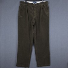 Polo Ralph Lauren Andrew Corduroy Pants Mens 38x32 Fits 35x31 Olive Pleated