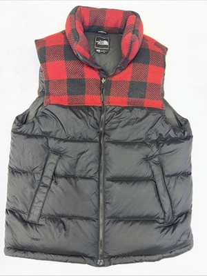 The North Face Nuptse 700 Down Vest Puffer Jacket Plaid Red & Black Large