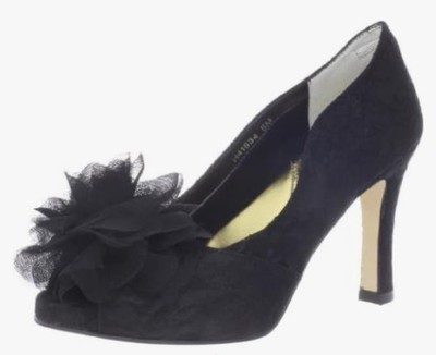Ros Hommerson Carmella Black Lace Heels Peep toe Women s 5.5