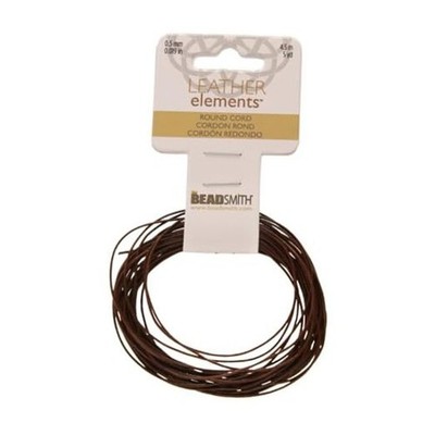 Leather Cord   Brown   Spool   5 Yards/4.5 Meters   .5mm Brown   5 Yards