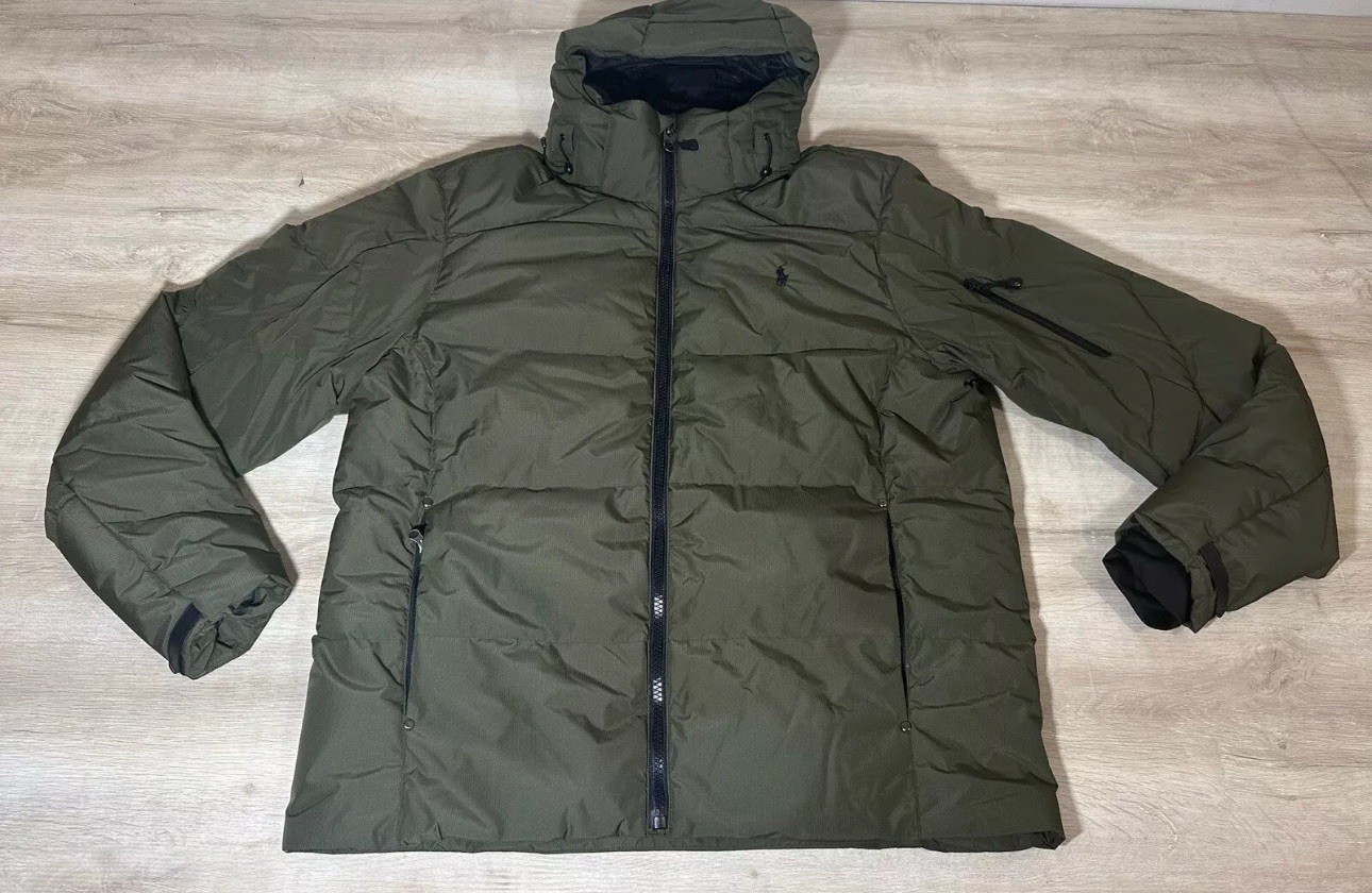 Polo Ralph Lauren uomo B&T giacca cappotto verde 1XB piccolo pony con cappuccio nuovo senza etichette