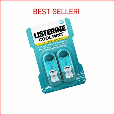 Listerine Cool Mint Pocketmist, Oral Care Mist for Fresh Breath, Non-Aerosol Sug