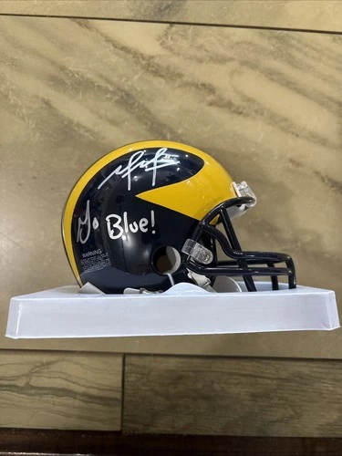 Mario Manningham Autographed Michigan Wolverines Mini Helmet Beckett Witnessed
