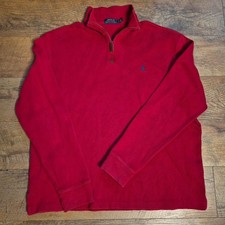 Polo Ralph Lauren Sweater Men  s Large Red Quarter Zip Pullover Pony Logo