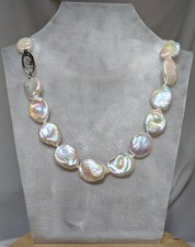 20-25mm Keshi Non Nucleated White Pearl Necklace With Sterling Silver Clasp