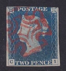 QV. 1840. SG 5, 2d blue, with a fine MX strike & three good margins. Fine used.