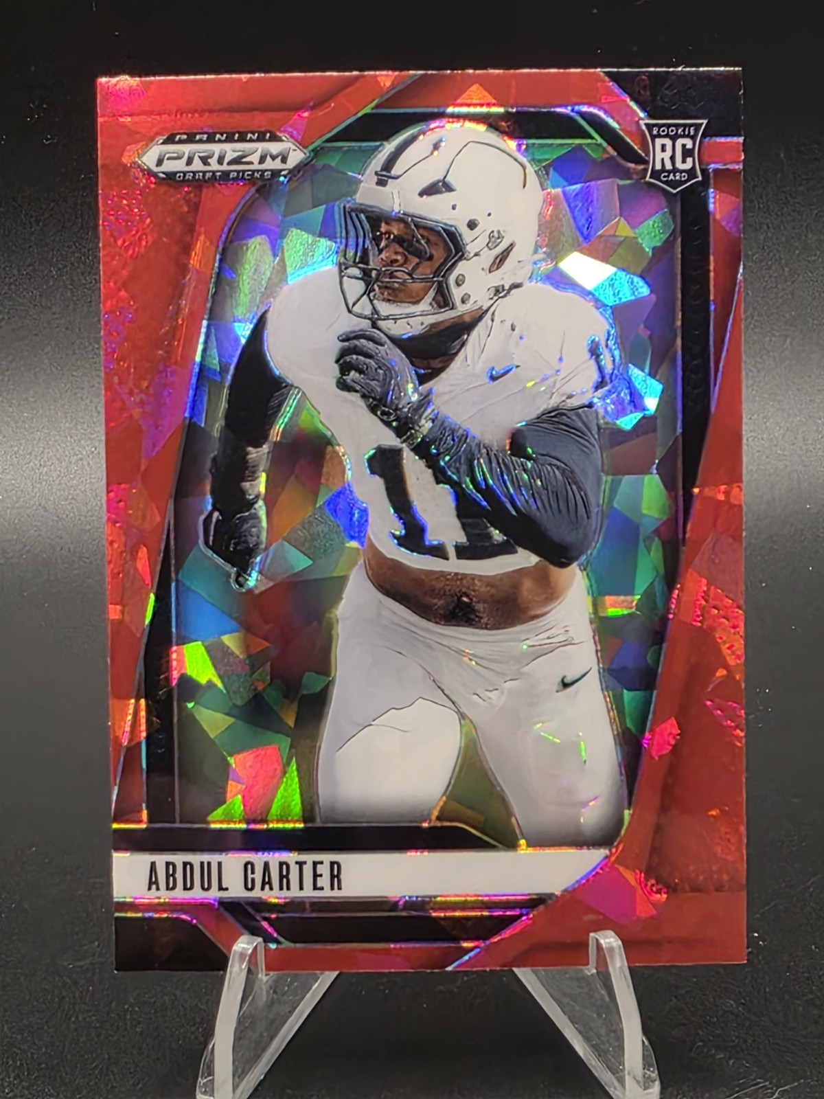 2025 Panini Prizm Draft Picks Red Cracked Ice RC Abdul Carter #102 (RC)