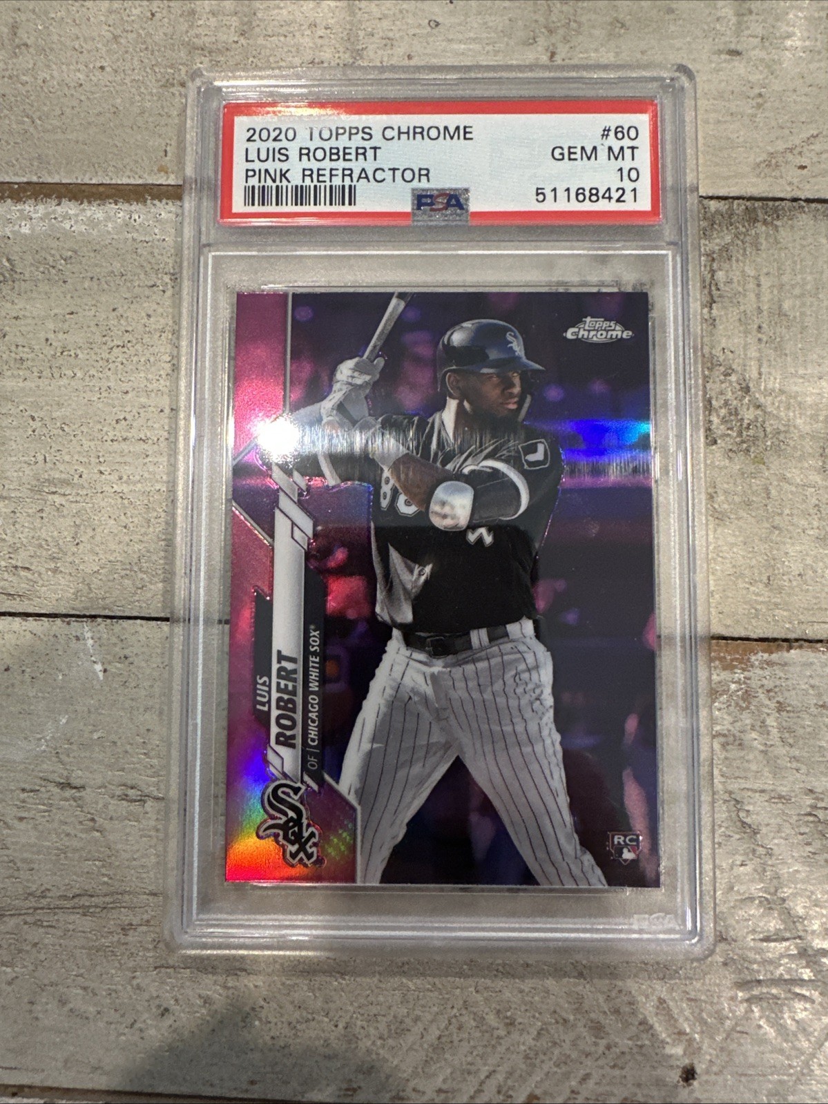 2020 TOPPS CHROME LUIS ROBERT Pink Refractor #60 RC PSA 10 Chicago White Sox