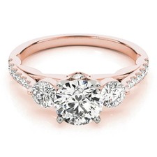 Lab-Created 1.65 Ct Round Cut VVS1 Diamond Wedding Ring 14K Rose Gold Finish