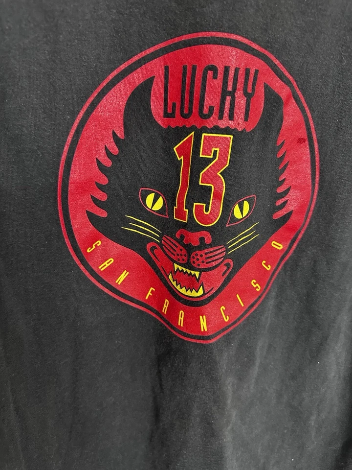 Camiseta vintage Lucky 13 San Francisco Bar para hombre gato negro talla grande Foto 2 de 4