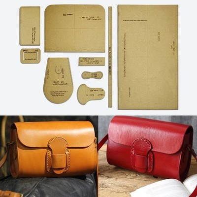 9PCS Handmade Leather Shoulder Bag Making Kraft Template DIY Crossbody bag