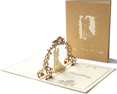 Pop Up Hochzeitskarte - 3D Glückwunschkarte mit Hochwertigem Umschlag