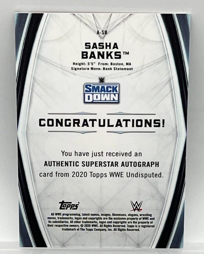 SASHA BANKS - 2020 TOPPS WWE UNDISPUTED AUTOGRAPHED / SIGNED CARD - #83/99 - Image 4 of 4